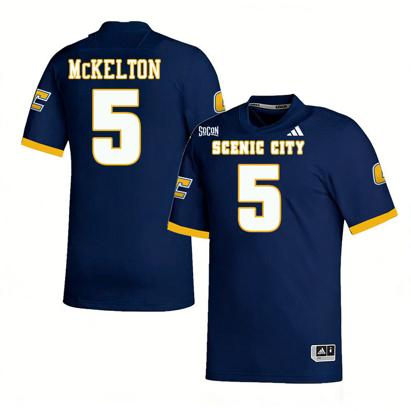Chattanooga Mocs #5 Geoffrey McKelton College Football Jerseys,Uniforms Stitched-Navy